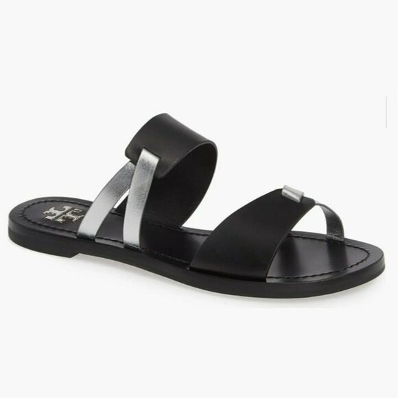 Tory Burch Women's RaVello Two-Band Sandal Perfect Black Size 6.5 MSRP $248 - Picture 1 of 12